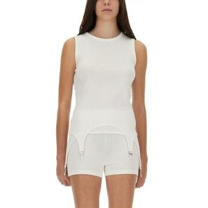 Jean Paul Gaultier Sleeveless Ribbed Knit Top With Garter Hem Detail - NWT